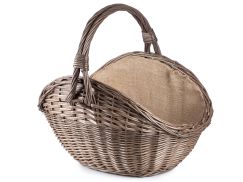 Kaminholzkorb aus Weide Provence mit Jute Camino III. - Weidenkorb